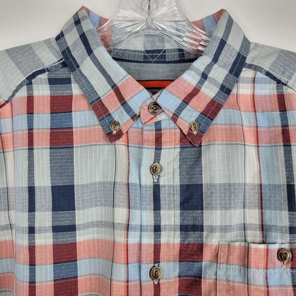 The North Face Long Sleeve Buttonwood Plaid Shirt Mens Size Large Blue Orange - Picture 5 of 14